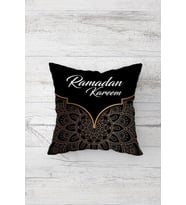Ramadan Kareem Ramazan Temalı Çift Tarafı Baskılı Gizli Fermuar Yastık Kılıfı Kırlent Yastık Kılıfı (Siyah-Gold)