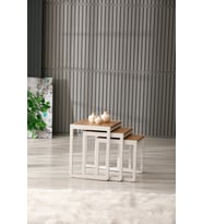 Üçlü Zigon Sehpa 50x40x52/45x40x46/40x40x40 Beyaz Atlantik Çam