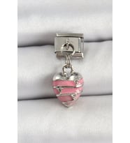 316L Çelik Gümüş Renk Pembe Kalp Model Nomination Charm - TJ-BC1495