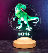 T-rex Dinozor Led Lamba, Erkek Çocuk Hediyesi, İsimli Çocuk Odası Gece Lambası, Doğum Günü Hediyesi