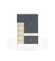 Arges Dolap 8 Raflı Tek Çekmeceli 5 Kapaklı 132x30x195 Aytaşı-Antrasit/Aytaşı