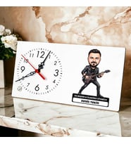 Elektro Gitarist Müzisyen Erkek Karikatürlü Masa Saati