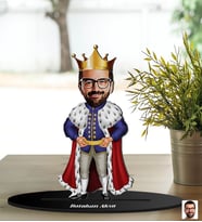 BK Gift Kişiye Özel Kral Tasarımlı Karikatür 3D Ahşap Biblo, Arkadaşa Hediye, Ahşap Biblo, Sevgiliye Hediye, Doğum Günü Hediyesi