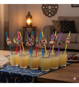 Hacivat Karagöz Temalı 10'lu Artistik Pipet Ramazan Parti Süsü