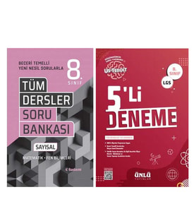 Tudem 8. Sınıf Tüm Dersler Sayısal Beceri Temelli Soru Bankası ve Ünlü 5 li Deneme Seti 2 Kitap