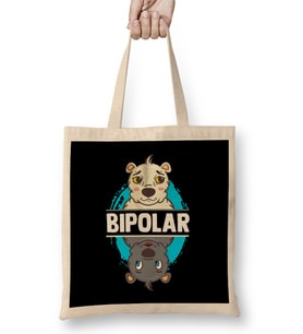 Cute & Funny Bipolar Polar Bear Polarity Pun Bez Çanta Uzun Saplı