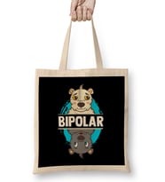 Cute & Funny Bipolar Polar Bear Polarity Pun Bez Çanta Uzun Saplı