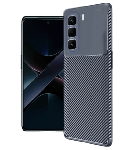 İnfinix 50 4G Kılıf Auto Focus Karbon Kapak - Lacivert
