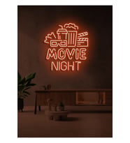 MOVIE NIGHT Yazılı ve Şekilli Neon Tabela
