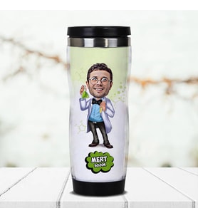 Kişiye Özel Kimyagere Hediye Karikatürlü Termos Bardak