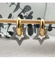 Zirkon Taşı Yıldız  Küpe (Gold)