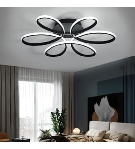 Papatya Model Led Avize Siyah Kasa Beyaz Işık
