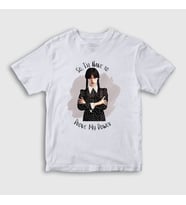 Presmono Unisex Çocuk Beyaz Power Wednesday Addams Family Addams Ailesi T-Shirt 366019tt