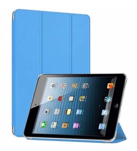 Apple iPad Mini 2 / Mini 3 Smart Cover  Stand Arkası Şeffaf Tablet Kılıfı (Turkuaz)