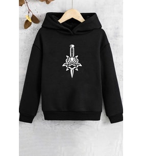 Çocuk Skullcracked Baskılı Sweatshirt (Siyah)