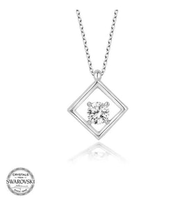 Swarovski Taşlı Gümüş Dörtgen Bayan Kolye