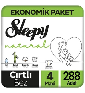 Sleepy Natural Bebek Bezi Ekonomik Paket 4 Beden 48x6 288 Adet