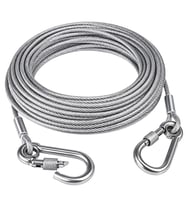 SN-38108 10 Metre Çelik Köpek Bağlama Halatı Kilitli Karabina PVC Kaplamalı