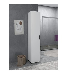 Tasarım Tek Kapaklı 5 Raflı Çok Amaçlı Banyo Mutfak Kiler Dolabı Beyaz Erzak Dolabı