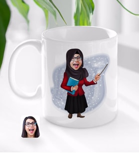 BK Gift Kişiye Özel Din Kültürü Öğretmeni Karikatürlü Beyaz Kupa Bardak-1