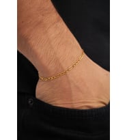 18K Altın Kaplama 3mm Figaro 925 Ayar Gümüş Zincir Bileklik Veb-5211