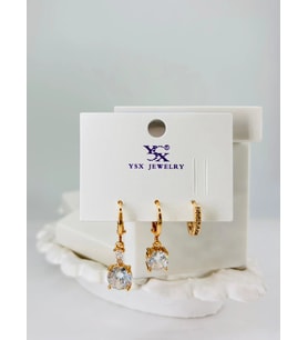 Zirkon Taşlı Üçlü Kombin Küpe - Kp00046