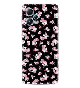 Xiaomi Redmi Note 12 4g Kılıf Resimli Desenli Baskılı Silikon Unicorn Flowers 1406