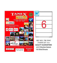 TANEX 2047 LASER ETİKET 210x47.81mm 6x100 600 ADET