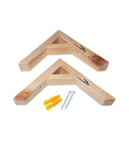 Barış Dizayn Doğal Ahşap Duvar Raf Ayağı 16x16cm Dayanıklı 90 Derece (2li set)