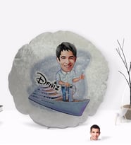 BK Gift Kişiye Özel İsimli Erkek Kaptan Karikatürlü Yuvarlak Dekoratif Kırlent Yastık-2