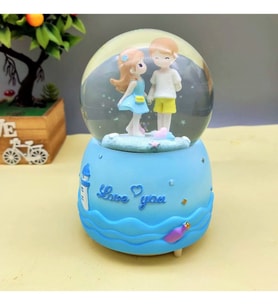 Dekoratif Büyük Boy Love you Işıklı Müzikli Ve Püskürtmeli Kar Küresi