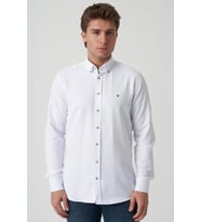 White Stone Aveiro G2513 Slim Fit Desenli Gömlek Beyaz
