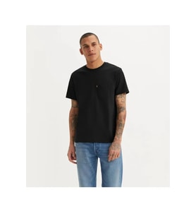 Levi's Erkek Bisiklet Yaka Düz Siyah Cepli Relaxed The Pocket Tişört -  001TT0001