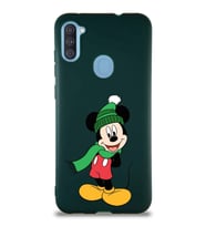 Samsung Galaxy A11 Soft Premier Kapak Mickey Mouse-G Tasarımlı Silikon Kılıf - Yeşil (Şeffaf)