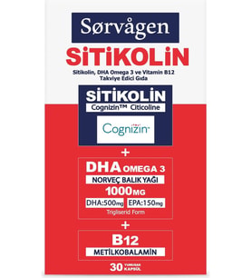 Sorvagen Smart Sitikolin DHA Omega 3 ve B12 30 Kapsül