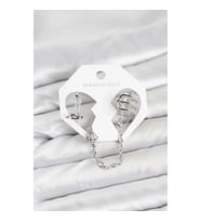 Mey İthalat® Pirinç Gümüş Renk Sarmal Model Zincir Bağlantılı Ear Cuff Küpe Seti