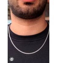 925 Ayar Gümüş Sıkı Ezme Gurmet Zincir Erkek Kolye 4 mm 55 cm