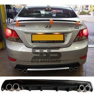 Hyundai Accent Blue Difüzör Arka Tampon Eki 4 Egzoz Çıkışlı Siyah Lüx Tip
