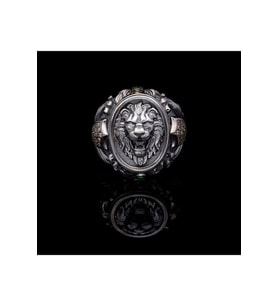 Aslan (LİON) Oval Tasarım Şampanya Renk Taşlı 925 Ayar Gümüş Sevgiliye Eşe Hediye Yüzük