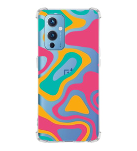 PrintiFy OnePlus 9 Uyumlu Köşe Korumalı Renkli Desen Tasarımlı Şeffaf Silikon Kılıf