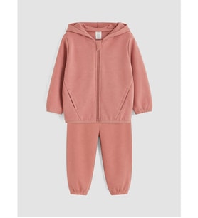 LCW baby Pembe Kapüşonlu Kız Bebek Soft Touch Eşofman Takım