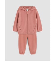 LCW baby Pembe Kapüşonlu Kız Bebek Soft Touch Eşofman Takım