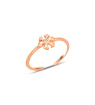 Gümüş rose zirkon taşlı alttan ayarlanabilir kar tanesi yüzük SGTL12224ROSE