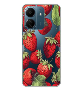 Xiaomi Redmi 13C Uyumlu Çilek Desenli Şeffaf Telefon Kılıfı