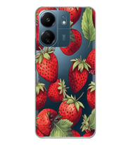 Xiaomi Redmi 13C Uyumlu Çilek Desenli Şeffaf Telefon Kılıfı