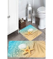 Rovigo Home Dijital Baskılı 2'li Banyo paspas Takımı RVG5000 (Bej)