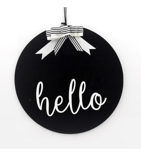 Lora Davet Ahşap Kapı süsü Hello (1 Adet) Siyah - 54217