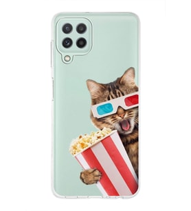 PrintiFy Samsung Galaxy M22 ile Uyumlu 1mm Slim Fit Kedi 1 050b Baskılı Şeffaf  Kılıf
