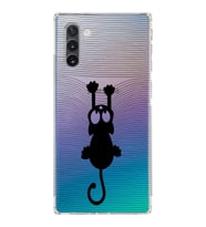 Samsung Galaxy Note 10  Kamera Korumalı Kapak Çizgi Kedi Tasarımlı  Şeffaf  Kılıf