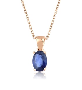 Safir Oval Tektaş Kolye